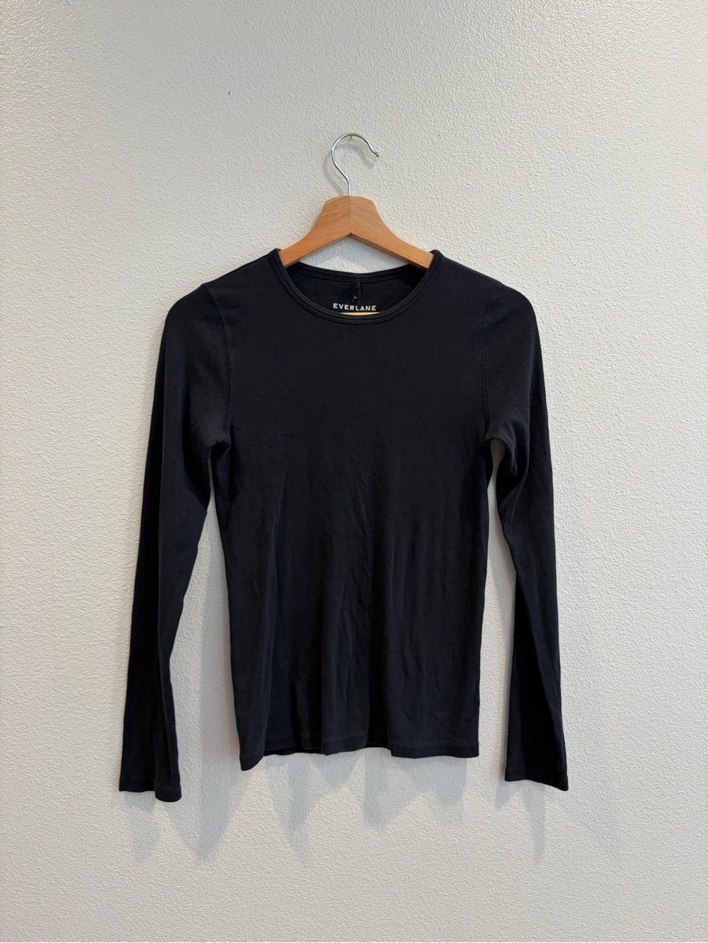 Everlane Basic Black Ribbed Long Sleeve Crew